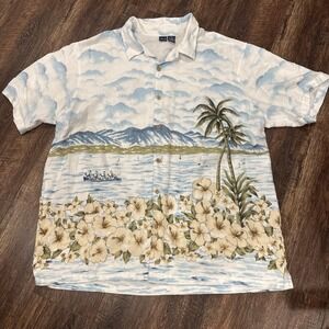 Vintage Cherokee Men's Hawaiian Theme Button Down Shirt Short Sleeve SZ XXL